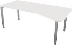kerkmann PC-Schreibtisch Form 5, 4-Fuß-Gestell, weiß
