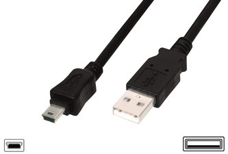 DIGITUS USB 2.0 Mini Kabel, USB-A - 5 Pol Mini USB-B, 1,8 m