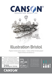 CANSON Zeichenkartonblock Bristol DIN A3 250 g/qm weiß 20 Blatt 