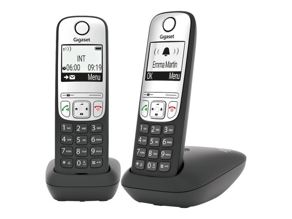 GIGASET A690 Duo Schnurloses Telefon analog Freisprechen, mit Basis, Wahlwiederholung Schwarz