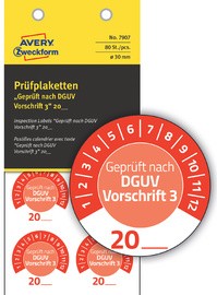 AVERY Zweckform Prüfplaketten "DGUV Vorschrift 3", rot