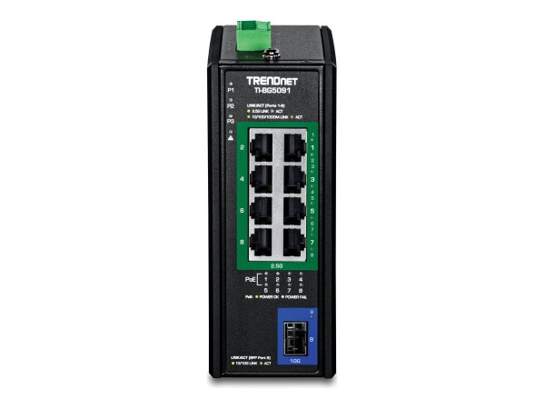 TRENDNET TRENDNET 9-Port Industrial 2.5G DIN-Rail PoE++ Switch w SFP+