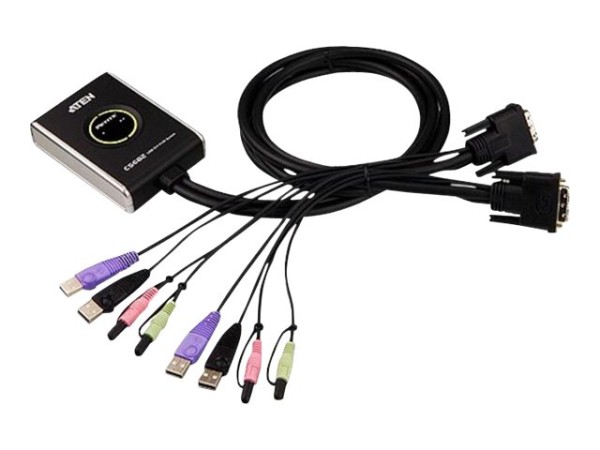 ATEN DATA KVM Cable Switch 2-Port USB DVI KVM Switch CS682