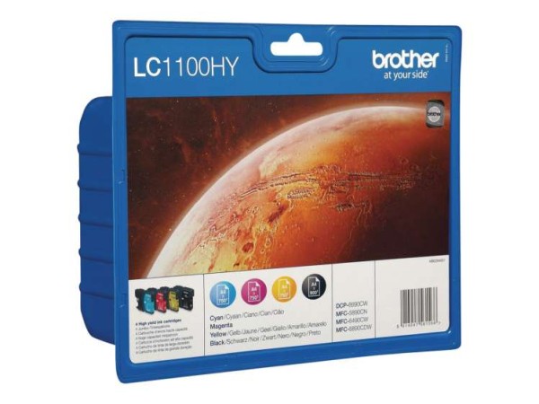 BROTHER LC1100HY Value Pack 4er Pack Schwarz, Gelb, Cyan, Magenta Tintenpat LC1100HYVALBPDR