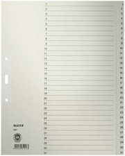 LEITZ Tauenpapier-Register, Zahlen, A4 Überbreite, 1-12,grau