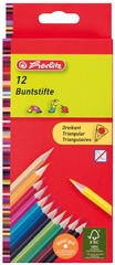 herlitz Dreikant-Buntstifte, 24er Karton-Etui