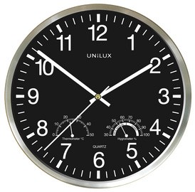 UNiLUX Wanduhr WETTY, Durchmesser: 300 mm, schwarz