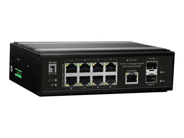 LEVELONE LEVELONE Switch 10 Port Gigabit PoE DIN-Rail