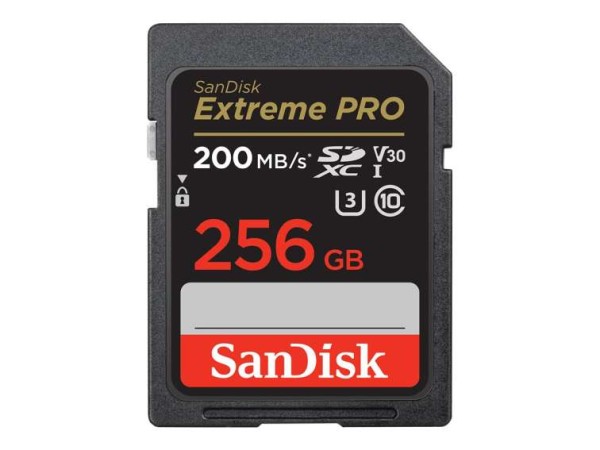 SANDISK Extreme Pro 256 GB SDXC Speicherkarte 2022 (bis 200 MB/s, Cl10, U3, SDSDXXD-256G-GN4IN