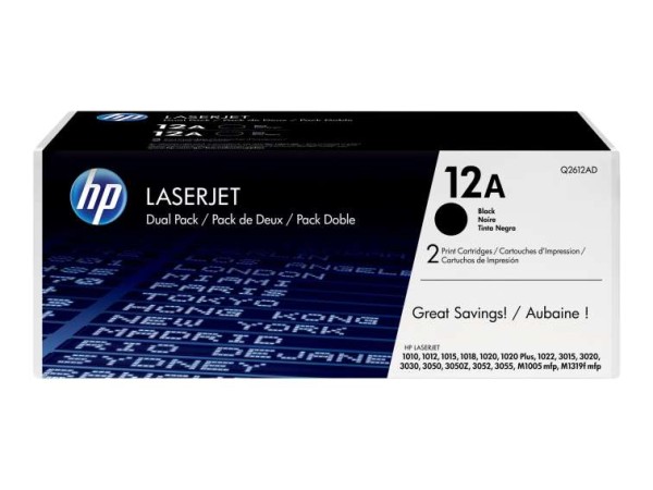 HP 12A 2er Pack Schwarz LaserJet Tonerpatrone (Q2612AD) Q2612AD