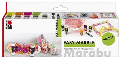Marabu Marmorierfarbe "easy marble", Set NEON