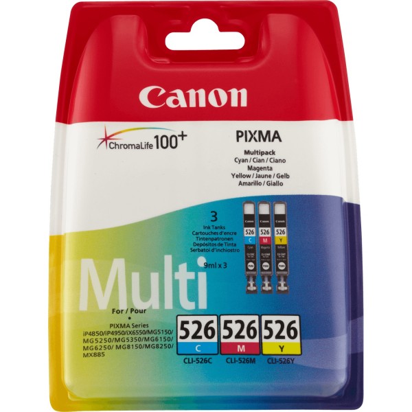 Canon CLI-526 C/M/Y Multi pack - Tintenpatrone Original - Cyan, Magenta, Yellow - 9 ml