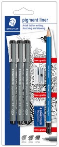 STAEDTLER Pigmentliner "Artist Set", schwarz, Blisterkarte