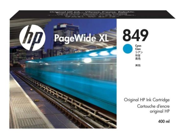 HP 849 400-ml Cyan PageWide XL Ink Crtg 1XB39A