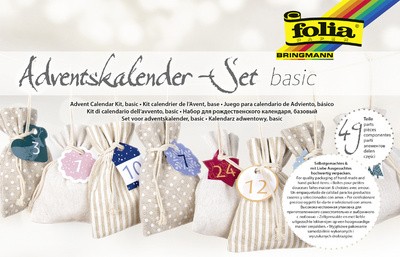 folia Adventskalender-Set BASIC, Stoffbeutel, 49-teilig