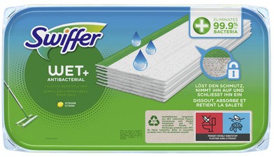 Swiffer Wet Wischtücher Antibakteriell Nachfüllpackung, 10er