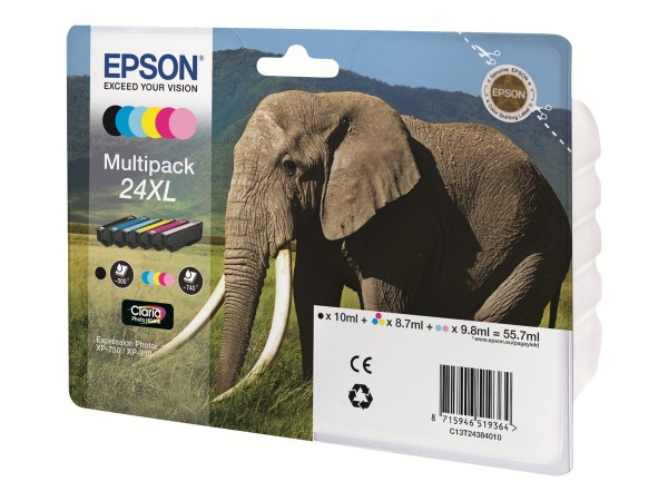 EPSON EPSON 24 Multipack 6er Pack Schwarz, Gelb, Cyan, Magenta, hell Magenta, hell Cyan Tintenpatrone