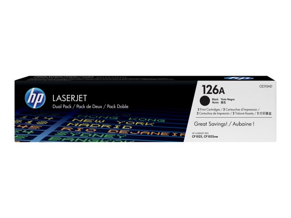 HP HP 126A 2er Pack Schwarz LaserJet Tonerpatrone (CE310AD)