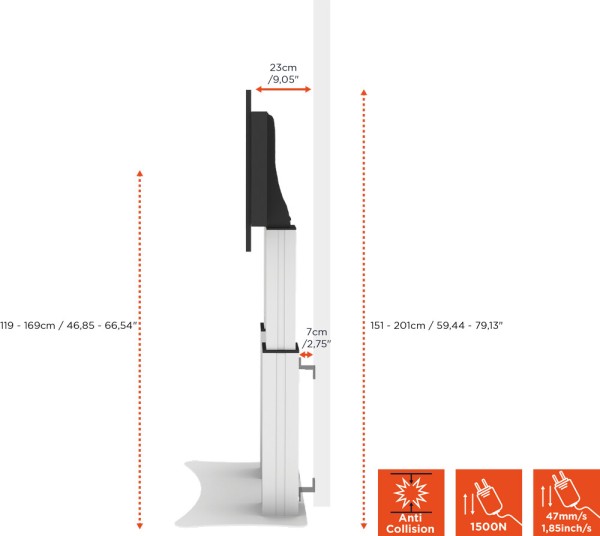 CELEXON CELEXON Expert elektrisch höhenverstellbarer Display-Ständer Adjust-70120PS - 50cm