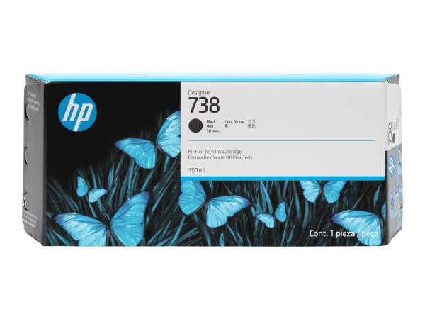 HP 738 300-ml Black DesignJet Ink Cartridge 498N8A