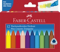 FABER-CASTELL Dreikant-Wachsmalkreide, 12er Kartonetui