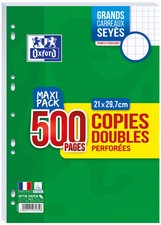 Oxford Copies doubles perforées, A4, seyès, MAXI PACK