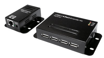 LogiLink USB 2.0 Extender Set, mit 4-Port USB Hub, PoE