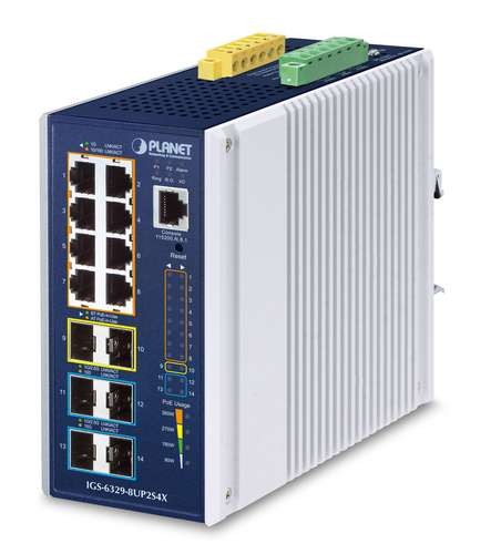 PLANET TECHNOLOGY Industrial 8-Port GE 802.3bt PoE++ IGS-6329-8UP2S4X IGS-6329-8UP2S4X