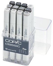 COPIC Marker classic, 12er Grau Set "TG", Toner Grautöne