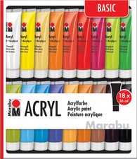 Marabu Acrylfarben-Set, 18 x 36 ml, farbig sortiert