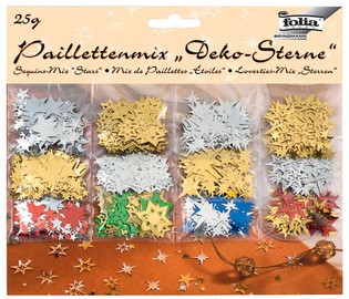 folia Paillettenmix/Streuschmuck "Deko-Sterne", sortiert
