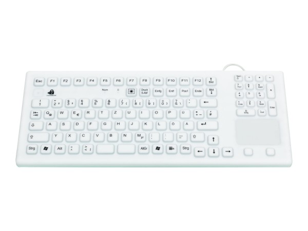 GETT GETT InduProof TOUCH USB (DE) Silikontastatur IP68 Reinigungsfunktion desinfizierbar Touchpad weiss