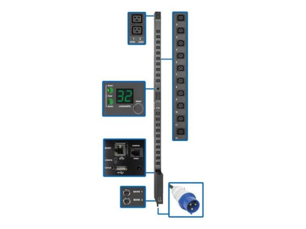 EATON 7,7kW Single-Phase Switched PDU with LX Platform Interface 230V Outpu PDUMV32HVNETLX