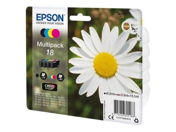 EPSON EPSON 18 Multipack 4er Pack Schwarz, Gelb, Cyan, Magenta Tintenpatrone