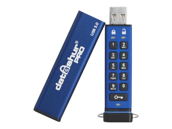 ISTORAGE datAshur PRO USB3.0 Flash Drive 128 GB Stick mit PIN-Schutz Alumin IS-FL-DA3-256-128