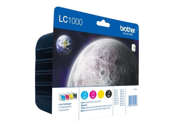 BROTHER LC1000 Value Pack 4er Pack Schwarz, Gelb, Cyan, Magenta Tintenpatro LC1000VALBP