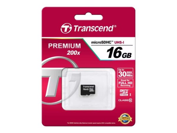 TRANSCEND SDHC CARD MICRO 16GB CLASS 10 TS16GUSDC10