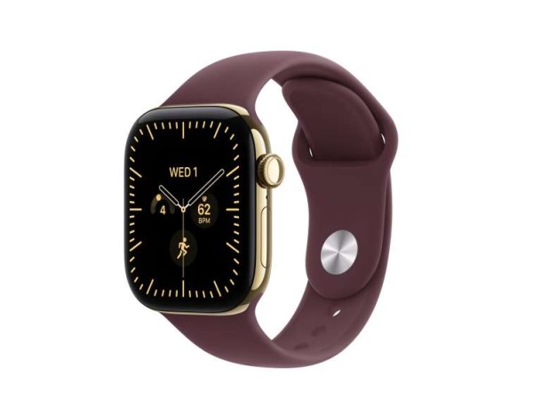 APPLE Watch S12 Titan Brillantgold Cellular 42mm (Sportarmband burgunder) S MJGJ4ZR/A