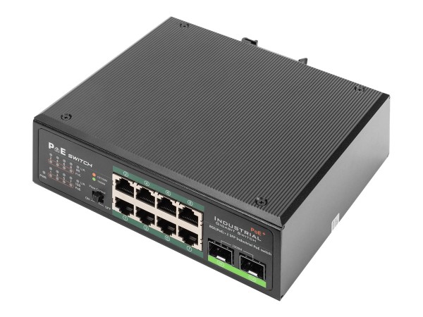 ASSMANN DIGITUS Industrieller 8-Port Gigabit PoE+ Switch mit 2x Uplink DN-651110
