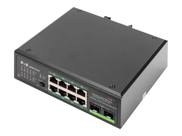 DIGITUS Industrieller 8-Port Gigabit PoE+ Switch mit 2x Uplink DN-651110