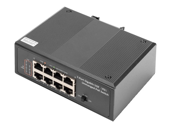 DIGITUS Industrieller 7-Port Gigabit PoE+ Switch mit 1xPD-Port DN-651113