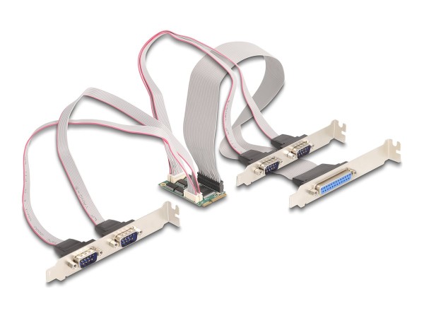 DELOCK DELOCK Mini PCIe I/O PCIe full size 4 x Seriell RS-232, 1 x Parallel