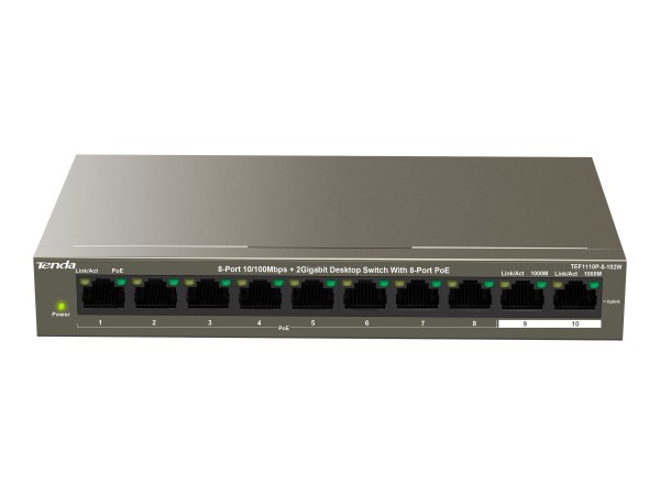 TENDA Switch TEF1110P-8-102W 8-Port FE (10/100) davon 8x PoE TEF1110P-8-102W