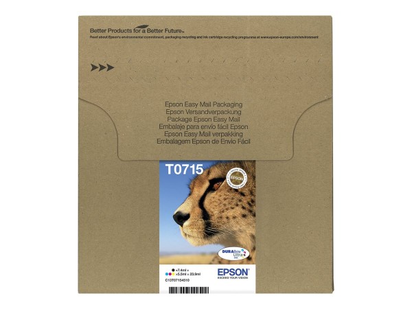 EPSON T071 Easy Mail Packaging 4er Pack Schwarz, Gelb, Cyan, Magenta Tinten C13T07154511