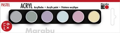 Marabu Acrylfarben-Set "PASTELL", 6 x 3,5 ml