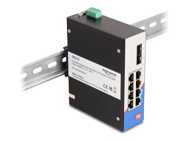 DELOCK DELOCK Industrie Gigabit Ethernet Switch 8 Port RJ45 2 Port SFP für Hutschiene