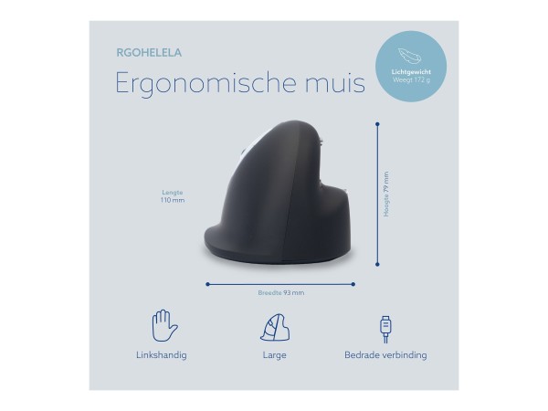 R-GO TOOLS R-GO TOOLS HE (RGOHELELA) Kabelgebunden Ergonomische Maus Ergonomisch, Integriertes Scrollrad,