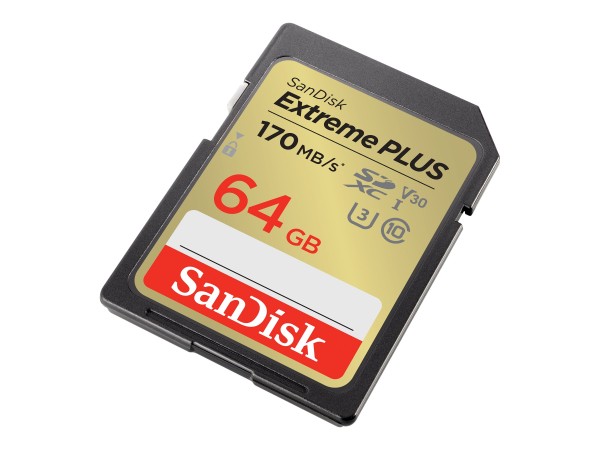 SANDISK Extreme PLUS SDXC-Karte 64 GB UHS-Class 3 stoßsicher, Wasserdicht SDSDXW2-064G-GNCIN