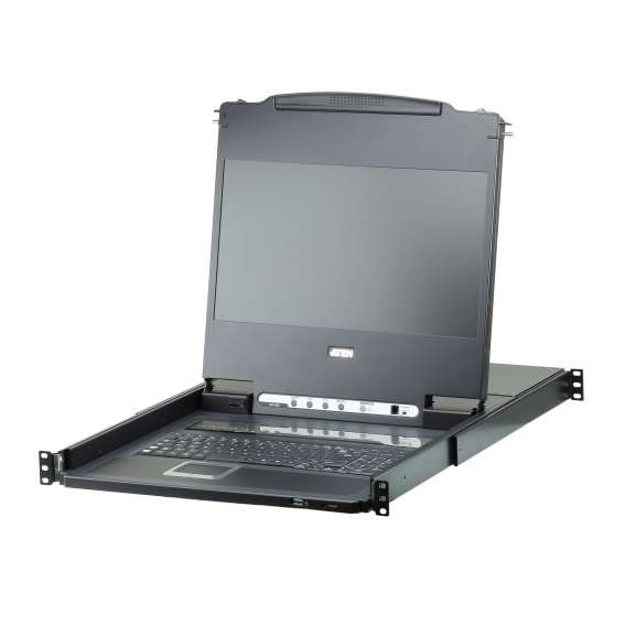 ATEN CL6708MW UK Single Rail KVM-Switch 8-Port 17,3"-LCD (USB DVI) UK-Layou CL6708MW-ATA-EG