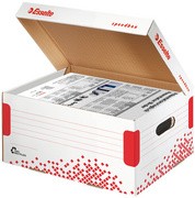 Esselte Archiv-Klappdeckelbox SPEEDBOX, DIN A4, weiß/rot,